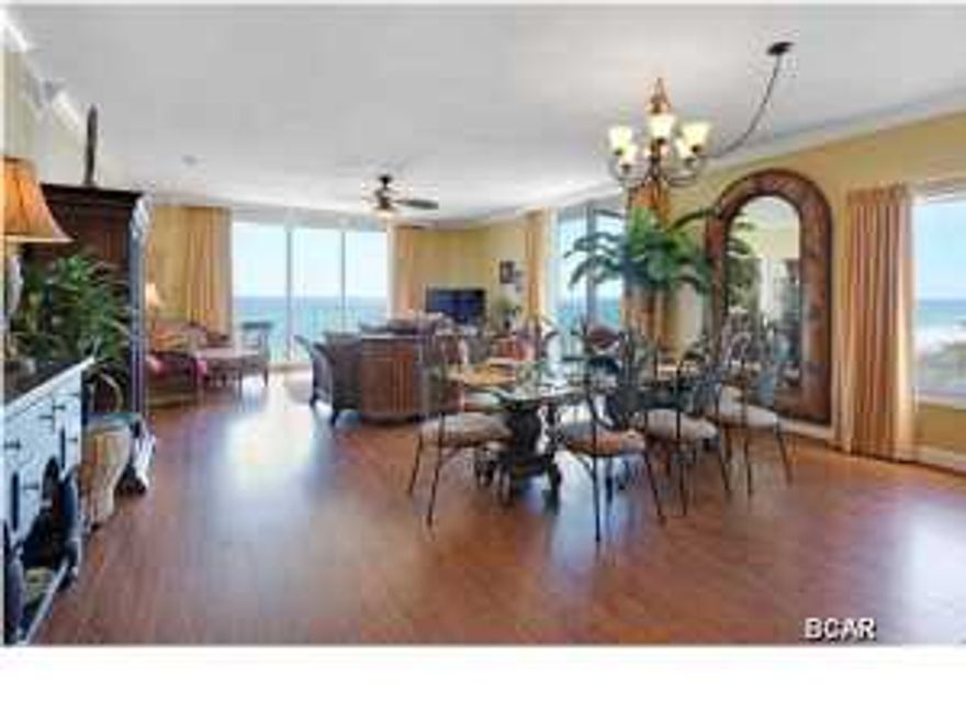 BIGGEST AND BEST IN TIDEWATER! HANDS DOWN THE NICEST UNIT IN THE DEVELOPMENT. BEST FLOORPLAN, BEST LOCATION WITHIN THE STACK. COMPLETELY UPGRADED TO SUIT THE OWNER'S DISCERNING TASTE. This enormous, 2,248sqft unit lives like a house but comes with all the benefits of owning a condo. Conveys with luxurious Beach-inspired furnishings and artwork that welcome you to lie back and relax with views of the pool, beach and ocean. The fully equipped kitchen features upgrades such as solid granite kitchen countertops, custom tile, custom cabinets, tumbled marble backsplash & breakfast bar kick-gaurd, and stainless steel appliances. The sunset views from the 49' private wrap-around balcony are a perfect end to a sunny day and beginning to an exciting evening. This massive condo has 3 bedrooms,