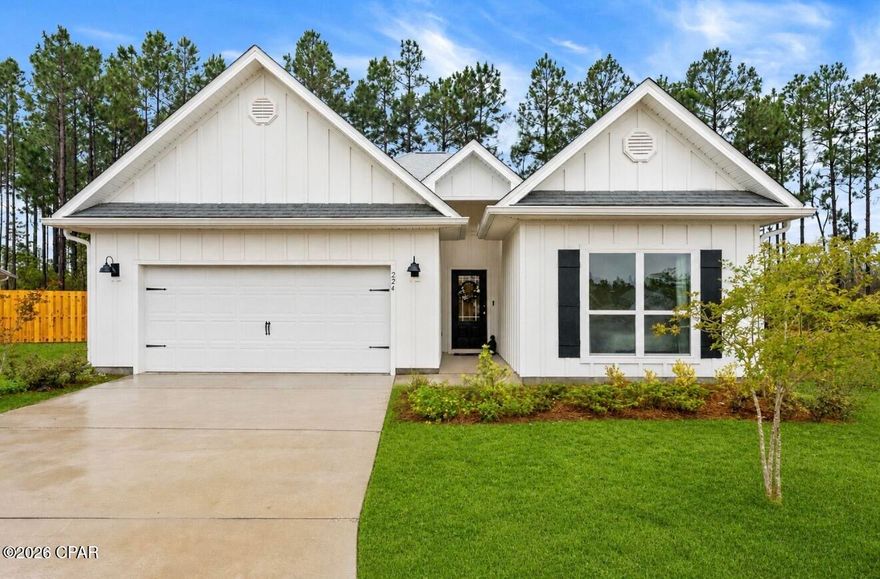 Welcome to 224 Butler Cove, a beautifully maintained 5-bedroom, 3-bath home built in 2023, ideally located on a quiet cul-de-sac in Panama City Beach. This newer construction home offers modern design, a functional layout, and the comfort of move-in-ready living in one of the area's most desirable communities.

Step inside to find a spacious floor plan designed for both everyday living and entertaining. With generous bedroom space, this home provides flexibility for families, guests, or a dedicated home office setup. The kitchen and main living areas flow seamlessly, creating an inviting central hub for gathering and making memories.

The primary suite offers a private retreat, while the additional bedrooms are well-sized and thoughtfully positioned for comfort and privacy. 

Located within Bayside at Ward Creek, residents enjoy a vibrant coastal community featuring resort-style amenities including a community pool, playground, sidewalks, scenic ponds, and walking trails connected throughout the neighborhood. The community is also just minutes from the white-sand beaches of Panama City Beach, as well as shopping, dining, entertainment, and Pier Park.

This home combines modern construction, a prime cul-de-sac location, and access to one of Panama City Beach's most desirable growing communities. Whether you are searching for a primary residence, second home, or investment opportunity, 224 Butler Cove delivers comfort, convenience, and coastal living all in one.