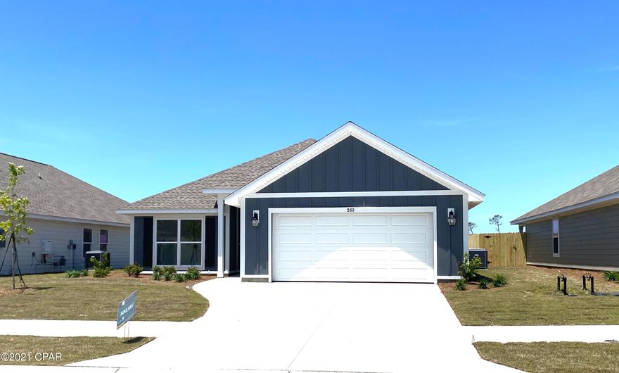 New construction by Truland Homes in the highly desirable Callaway Area! With 3 Bedrooms and 2 Baths, this Denali open floor plan home is a must-see, with a stunning interior featuring 10' high ceilings in the main living areas and a 9' tray ceiling in the master suite. Luxury Vinyl Plank floors, granite countertops, and so much more are found throughout the home. The exterior boasts of Hardi Board on all four sides, Tankless Gas Water Heater, and a completely landscaped yard with a sprinkler system. Offering added innovative technology and convenience, this home is equipped with a SMART Things hub, a Ring security doorbell, a Samsung tablet, and a Nest energy-efficient thermostat. Conveniently located to shopping, recreational parks, schools, and Tyndall Air Force Base.