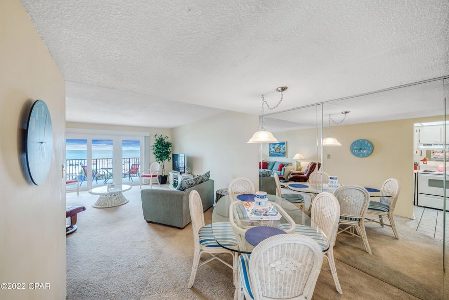 CURRENTLY UNDER CONTRACT, SELLER WILL CONSIDER BACKUP OFFERS- These units rarely come up for sale and sell quickly! This is  RARE OPPORTUNITY to own a 2nd floor unit with an exceptional balcony view over looking the pool area! This gorgeous 1 bedroom, 2 bath unit is meticulously clean, uncluttered, beautifully decorated,  ready to move-in or place on a rental program. The kitchen has cabinets and counter space for all your kitchen needs and the breakfast bar is a perfect area to sit at or to put out your appetizers and drinks before you unwind on the balcony to enjoy the sunset with your family or friends. Very large living area and a dining area perfect for all your indoor entertaining. Bunk room can easily be built in the dining room space for additional sleeping for children.