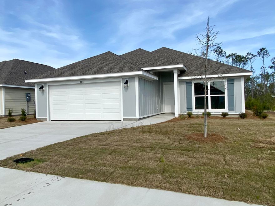 New construction by Truland Homes in the highly desirable Callaway Area! With 3 Bedrooms and 2 Baths, this Blue Ridge open floor plan home is a must-see, with a stunning interior featuring 10' high ceilings in the main living areas and a 9' tray ceiling in the master suite. Luxury Vinyl Plank floors, granite countertops, and so much more are found throughout the home. The exterior boasts of Hardi Board on all four sides, Tankless Gas Water Heater, and a completely landscaped yard with a sprinkler system. Offering added innovative technology and convenience, this home is equipped with a SMART Things hub, a Ring security doorbell, a Samsung tablet, and a Nest energy-efficient thermostat. Conveniently located to shopping, recreational parks, schools, and Tyndall Air Force Base.