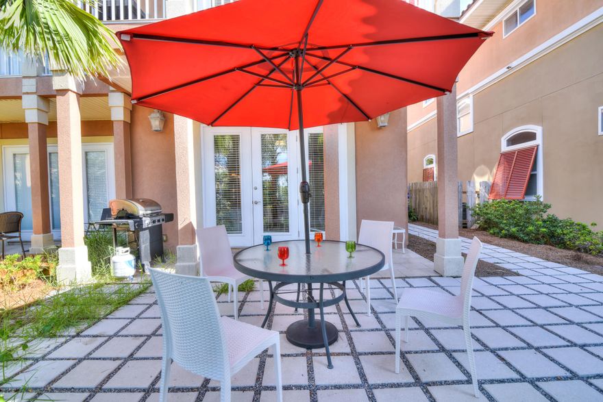 This unique floor plan is located in desirable gated La Valencia and is literally STEPS to deeded beach access w/gated private pool for owners. Large bdrm suites, open floor plan on 2nd floor w/views of the gulf. New dishwasher, HVAC 2017, frig 2015, and patio and paver path 2016. This charming townhome sells furnished, so it is ready for you to make memories! The amenities are abundant: Tennis, heated owners pool, hot tub, Club house with fitness center,2nd pool w/cabana on the beach & all gated. Located on the west quiet end of the beach.*All information & measurements are approximate and should be verified by Buyer if important.