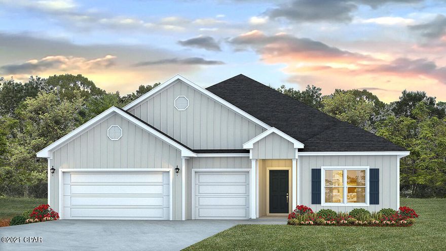 Welcome to Bridge Harbor! Perfect for families of all sizes is this beautiful 4 bed, 3.5 bath, 3 car garage floorplan. The Camden is unique in that it has a second car garage perfect for a small car or golf cart. As you enter this home through the front entry way, you will find luxury vinyl plank flooring throughout the home and frieze carpet in the bedrooms and hallways. The ceilings are 9' with trey ceilings in the study, dining room, living room and master bedrooms. The walls are orange peel texture and finished with quality paint. The elegant interior doors have brushed nickel hardware for an added touch. In the kitchen, you will find a nice size center island with granite countertops and beautiful painted cabinetry. Located just minutes to shopping, dining and Tyndall AFB. This home comes standard with a Smart Home Technology package which includes a KwikSet keyless entry, Skybell doorbell, automated front porch lighting, an Echo Dot device, and Quolsys touch panel which can be integrated to control your lighting, thermostat, front door and so much more.

This home is being constructed with the Zip Sheathing system, providing greater protection than a traditional housewrap from damages due to wind, rain, and extreme weather. A builder 10-year structural warranty is also included.

Pictures may be of similar, but not necessarily of subject property, including exterior and interior colors.