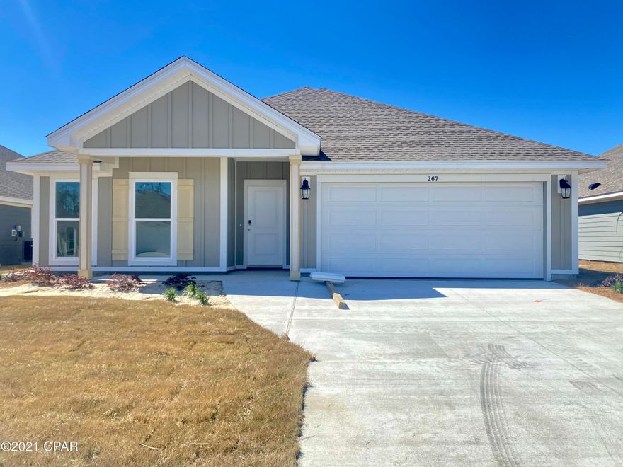 New construction by Truland Homes in the highly desirable Callaway Area! With 3 Bedrooms and 2 Baths, this Denali open floor plan home is a must-see, with a stunning interior featuring 10' high ceilings in the main living areas and a 9' tray ceiling in the master suite. Luxury Vinyl Plank floors, granite countertops, and so much more are found throughout the home. The exterior boasts of Hardi Board on all four sides, Tankless Gas Water Heater, and a completely landscaped yard with a sprinkler system. Offering added innovative technology and convenience, this home is equipped with a SMART Things hub, a Ring security doorbell, a Samsung tablet, and a Nest energy-efficient thermostat. Conveniently located to shopping, recreational parks, schools, and Tyndall Air Force Base.