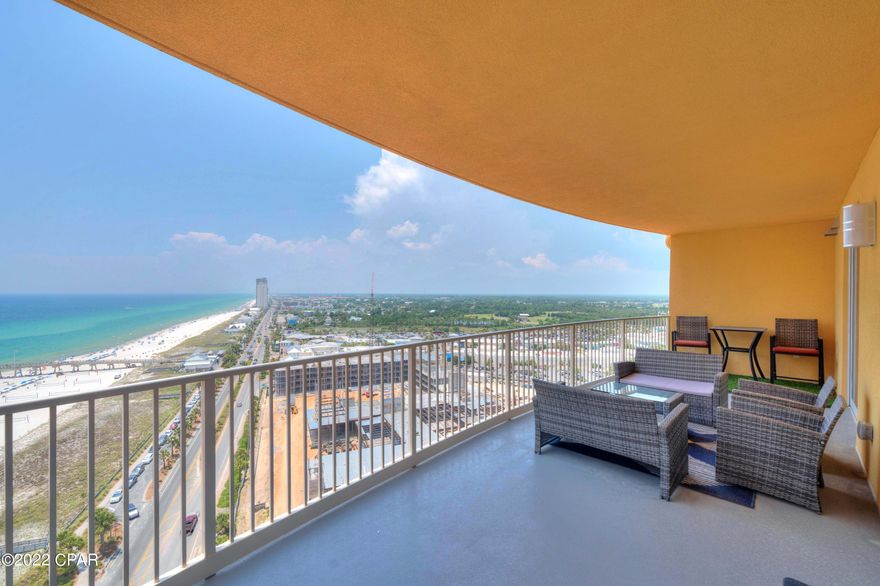 This is a MUST SEE if you are looking for the PERFECT primary, 2nd home or vacation rental. Being sold completley TURN KEY, nothing to spend a penny on this condo! Calypso Tower III has a private resort style pool AND cabana area for Tower III owners and guests ONLY. Walk 50 steps to the Gulf of Mexico to a Calypso ''only'' dedicated beach complete with Tiki Bar and umbrellas and chairs at your request. 1801 has been decorated with upper scale furnishings and decor that clearly separates it from any other in the complex. This unit gives you stunning Gulf views AND awesome Front Beach Road views that at night the lights of the town are AMAZING! Pier Park is only 100 steps to 150 shopping, dining, and entertainment venues with something for EVERYONE to enjoy! Get your private showing ASAP!!