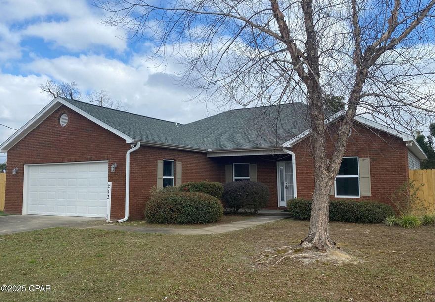 Welcome to this spacious 3Bed/2Ba home, centrally located and convenient to Tyndall AFB offering a comfortable and convenient lifestyle.

Enjoy the convenience of a 2-car garage, perfect for storing vehicles or extra belongings. The kitchen features a breakfast bar, ideal for quick meals or entertaining guests. Relax in the fenced backyard or on the covered front and back patios. Stay cool with ceiling fans throughout the home while the laundry/utility room adds convenience to your daily routine.

Don't miss out on this fantastic opportunity to make this house your home!

----------------------------------------------------------------------------------

*Lawncare Included!*

*ALL pets are subject to owner approval & non-refundable fees.*

*Owner will consider Section 8.*