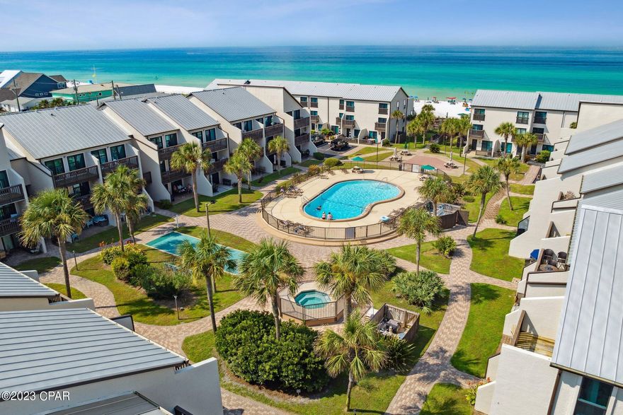 Beachfront gated community Largo Mar condominium. This adorable condo is just a perfect second home or investment opportunity for the distinguished buyer that appreciates the beauty of this beachside location and the serenity of the quieter side of Panama City Beach. Largo Mar is one of the low-rise condo buildings that offers less crowds and gives you the feeling of more sand and emerald waters to play in—no waiting on elevators & easy parking just outside the unit.
This condo has luxury vinyl plank flooring, beautiful white cabinetry, and stainless kitchen appliances and are just a few of the things that make this place cozy and fun—sold furnished and rental ready! Buyer to verify measurements if important.