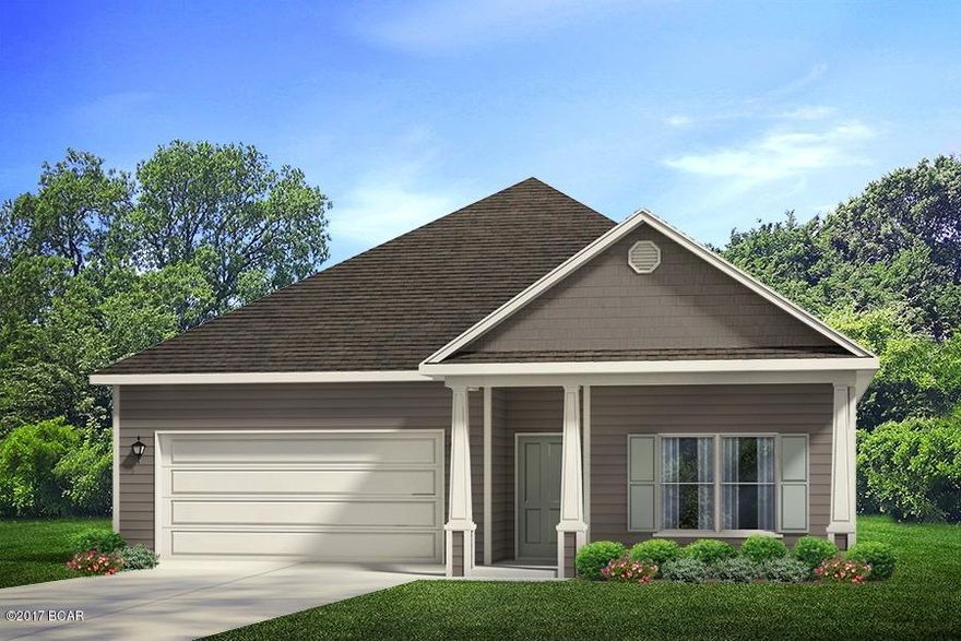 Bring your family to the Villages of Mill Bayou and enjoy a unique lifestyle here in Lynn Haven. Mill Bayou is a waterfront community with lots of amenities and is within walking distance of North Bay Haven Charter School. This is the Rhett floorplan. Upon entering the home, you're greeted by an extended foyer that opens up to the kitchen with upgraded cabinets, granite countertops, kitchen island and spacious breakfast nook. The dining room is open to the living room. Off the living room you'll find the master bedroom that features tray ceilings and a master suite with a walk-in closet, soaker tub, separate shower, powder room, double vanities and granite countertops. Additional three bedrooms are split and share second bathroom. Standard features include luxury vinyl flooring throughout main/wet areas, carpet in bedrooms,9' ceilings throughout, irrigation system, and MORE! Call to schedule your appointment today!
Estimated completion is late 2017. Please call listing agent for more information!