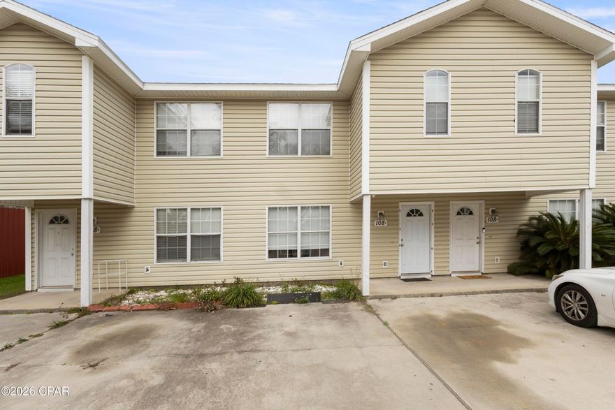 2/2.5 Townhouse convenient to shopping and dining. 2 bedroom, 2.5 bathroom townhome. Large living and dining area open to the kitchen. Both bedrooms upstairs include a private bathroom. Master bedroom has large walk-in closet. New LVP flooring and new HVAC. All property sizes and ages are approximate, please measure and/or verify if important. School assignments are subject to change, please check with Bay County for most accurate information. Deposit is the same as the rent.