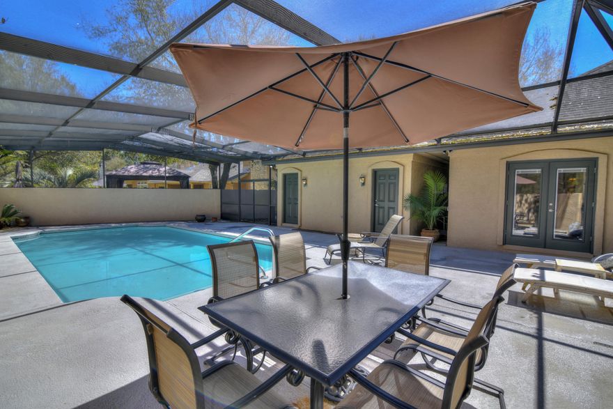 BRAND NEW ROOF APRIL 2018 Wonderful 3 Bedroom 3.5 Bath 2 story Bay Point Golf Course home with a pool on the 7th fairway. The home is nestled in a quiet cul-de-sac,large yard is lushly landscaped with several private patio areas, including the walled and screen enclosed saltwater pool- plenty of room for sunning or entertaining. The large eat-in kitchen is a chef's dream with custom cabinets, beautiful granite counters, and stainless appliances. Adjacent is the formal dining room including hardwood floors and access to private side patio-room for outdoor dining. The living room includes vaulted ceilings, a gas fireplace, and large windows overlooking the pool area. Master Suite includes large bedroom, lots of built-in cabinets, separate office overlooking the pool area, and private bath. Guest bedrooms and bath are upstairs maximizing privacy. Guest bedrooms and bath are upstairs maximizing privacy. This home is in immaculate condition and features tile and carpeted flooring, French doors leading to patio areas, plantation shutters, new recessed lighting, and a pool bath. The single car garage is heated and cooled and has plenty of storage room and a floored attic for additional storage. In addition to the garage, there is a circular drive with covered parking and additional storage. 

 Bay Point is a premier community in Panama City Beach, you are not only buying a home, you are buying a lifestyle. Family friendly community, near award winning Jack Nicklaus Golf Course, Tennis courts, Reflections Spa and Fitness, Marina and more! All sizes and measurements are approximate-buyer to verify if important.
