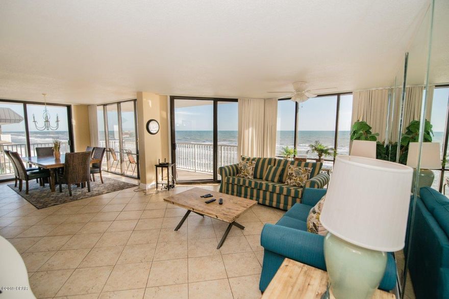 RARELY AVAILABLE * TOP FLOOR * CORNER UNIT * WRAPAROUND BALCONY OVERLOOKING POOL. This 3 BR / 3 BA condo has been updated to include granite counter tops, nice cabinetry in the kitchen and baths, a walk-in master shower, wainscoting in one of the bedrooms and tile throughout the condo. The Windward building is Gulf front and is located within Edgewater Beach Resort. One of the advantages of owning in the Windward building is the ability to enjoy all of the numerous amenities Edgewater has to offer, but still enjoy less hustle and bustle than other areas of the resort. Amenities at Edgewater includes Golf, tennis, pro shop, exercise facility, restaurant, market, 11 swimming pools, whirlpools, 24 hour security, gated entrance and much more. Make an appointment to see this outstanding condo.