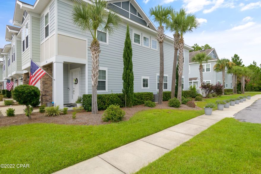 Gorgeous townhome with updates throughout in the community of Waterfall! Amazing location – short drive to the beach, grocery stores and shopping. Resort style pool. Open concept floor plan with 10 ft ceilings and 2000+ sq ft. Enjoy updates throughout the home including crown molding, tile backsplash in kitchen, new lighting, LVP flooring added to the entire upstairs, pedestal tub, custom closets and a fenced in backyard. The list goes on. This end unit offers wonderful natural light. Downstairs you will find a great room with living, kitchen and dining. The master bedroom has its own wing upstairs. The master bathroom and closets have so much space and feel quite luxurious. The guest bedrooms are a nice size and share a hall bath. The laundry room is conveniently located upstairs!