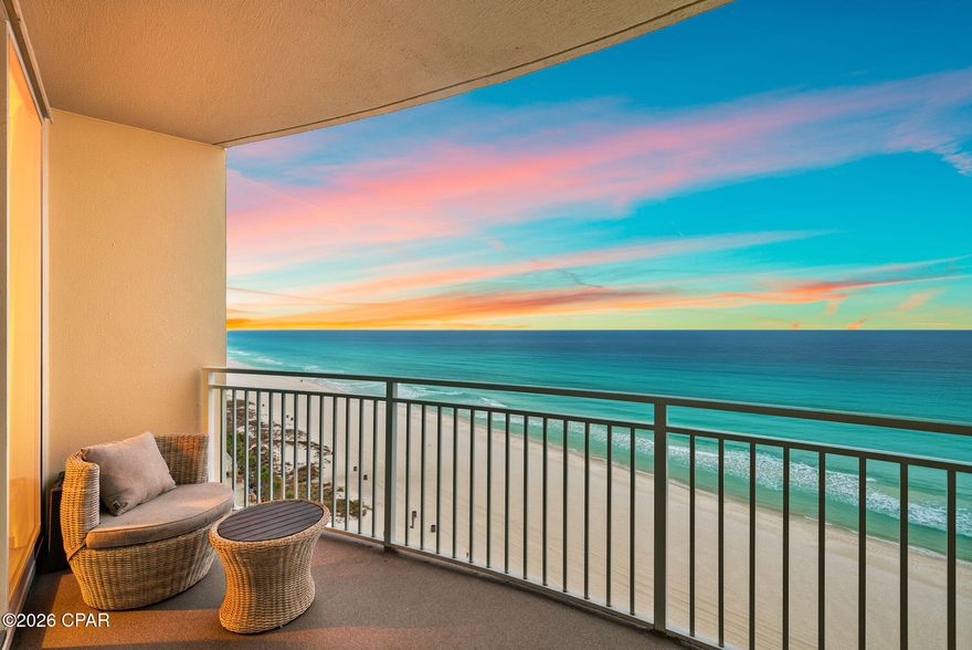 Wake up to endless Gulf views and step into the lifestyle you've been dreaming of.
This beautiful Gulf-front 2-bedroom, 2-bath condo delivers the perfect blend of coastal comfort, resort-style luxury, and unbeatable location—ideal as a second home or a high-performing investment.
Low-maintenance tile flooring enhances the relaxed coastal style throughout, while the well-appointed kitchen features granite countertops with seating at both the breakfast bar and dining area—perfect for entertaining or unwinding after a day on the beach. The bright, open living room is framed by floor-to-ceiling sliding glass doors that lead to a private balcony overlooking stunning turquoise waters of the Gulf.

The primary suite offers a true retreat with double vanities and a spa-inspired walk-in shower wrapped in floor-to-ceiling tile. An additional bedroom and full bathroom provide comfortable accommodations for guests or family.

Aqua is renowned for offering one of the most luxurious resort experiences on Panama City Beach. Amenities include a temperature-controlled indoor/outdoor pool, a second relaxation pool, whirlpool spa grotto, aromatherapy steam and treatment rooms, a fully equipped fitness center, and a poolside café. Residents and guests also enjoy beach services, an owner's lounge, front desk check-in, secured parking garage with an elevated air-conditioned walkway, lush water gardens, wide residential-style hallways, a media room, event space, and grilling areas.

Ideally located just half a mile from Pier Park's shopping, dining, and entertainment, with a short stroll to Topgolf and a quick drive to Dolly Parton's pirate-themed dinner show, this area continues to grow with a brand-new hospital currently under development nearby—adding long-term value and year-round appeal.

Whether you're seeking a tranquil beachfront escape or a dependable short-term rental performer, this exceptional Aqua residence offers an unparalleled opportunity in one of Panama City Beach's most sought-after resort communities.