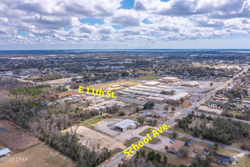 This property is centrally located in Bay County with easy access to Tyndall Parkway, Hwy 98, and Hwy 231.  The office space was remodeled and updated in 2022.  The vacant land adjacent to the fenced in yard has been cleared, filled and separate driveway installed.  The vacant area can be divided and sold back to owner.  If this is of interest to buyer please contact listing agent. * Please note that all measurements are approximate, if important to buyer please notify the buyer they will need to verify.  Current layout provides 5 individual offices, 2 open work areas, kitchen, storage closet and 2 restrooms, men's and women's.