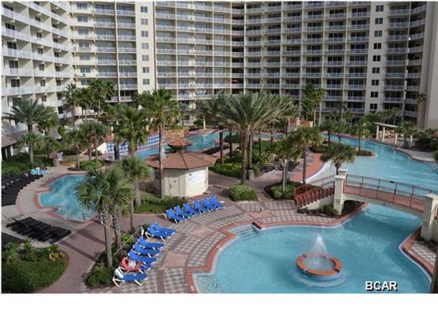 ***REDUCED****THE BEST GULF VIEWS!!!****This Shores of Panama 1 bedroom 2 bath with a bunk is gulf front not tucked back in the horseshoe. The balcony view over looks the beautiful Gulf of Mexico with unobstructed views both east and west. Enjoy accommodations for 6 in this luxurious condo that is being sold fully furnished, has a gulf front living room, a beautiful kitchen with granite counter tops, tile throughout the main living areas and 2 full baths. Project amenities include: lagoon style pools includes waterfalls, multiple fountains, 2 Tiki bars and exotic tropical landscaping, large indoor glassed heated pool, spa, sauna and steam rooms, fitness center and much more. Don't miss this once in a life time opportunity to own at The Shores of Panama!. All dimensions and sq. footage