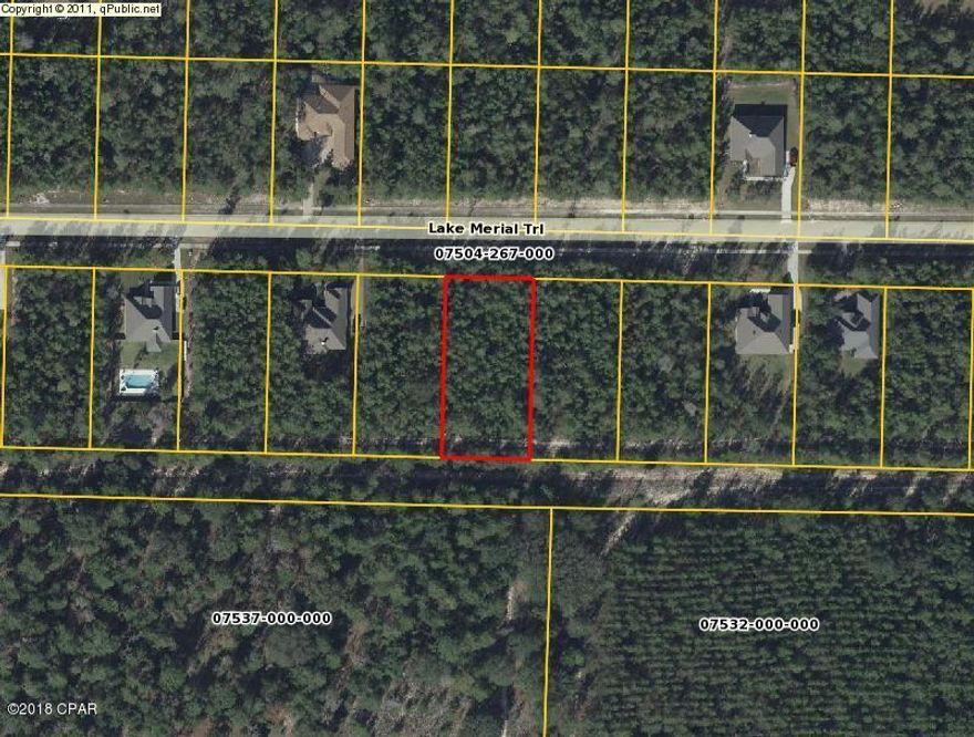 Great Building lot in the  Lake Merial subdivision in  a gated community that features walking trails, 2 lakes and sidewalks throughout the community. Schools  Fire Department and shopping are near by. Home prices range from $300,000 to over $400,000. Property is 110 x 226 with plenty of room for your home and pool. Building restrictions apply. All sizes approx.