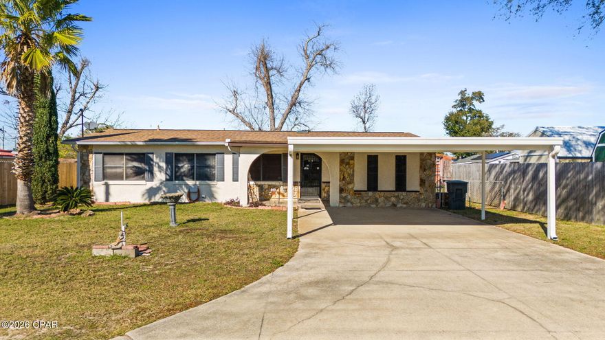 Immaculately maintained, single-owner 3-bedroom, 1-bath home offering 1,340 square feet of functional living space. Centrally located in Callaway and just 10 minutes from Tyndall Air Force Base, with convenient access to shopping, dining, and everyday amenities. The home features a very practical layout with a bonus utility room off the main living area, adding flexibility and extra storage. A Florida room enclosure off the back deck provides additional usable space, while the large double-door storage shed/workshop in the backyard is perfect for tools, hobbies, or equipment. A solid, well-cared-for property ideal for a primary residence or long-term investment.