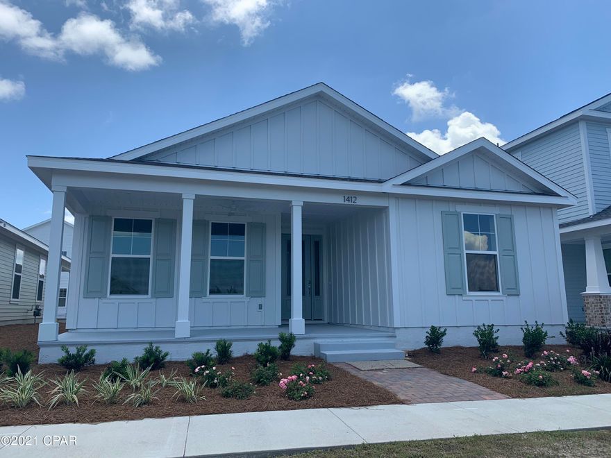 The Orchid Coastal elevation model is a fabulous open contemporary floor plan featuring 3 bedrooms, 2 baths, granite countertops, & stainless appliances in the kitchen. It features a kitchen island and spacious pantry. Off the living area is a large covered back porch and separate dining space. There is a laundry room is off the kitchen. The home highlights a large master suite with tray ceiling, double sinks, walk in tiled shower, linen closet, & walk-in closet. Great covered porches on the front of the home and the back are showcased. Many great design possibilities for your back yard space + fences allowed. Super energy efficient & low insurance rates! Enjoy the sense of community at SweetBay with many pocket parks, an amphitheater, resort swimming pool, basketball court, ponds, sidewalks and trail system that leads to North Bay! University Academy is a top rated K-8th grade school located within the community, as well. Enjoy the Sweet Life at SweetBay!