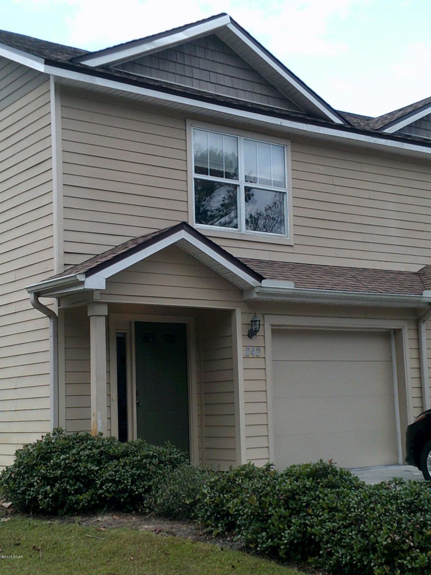 3 bedroom 2.5 bath Townhouse convenient to Tyndall AFB with an attached 1 car garage. Open floor plan. All property sizes and ages are approximate, please measure and/or verify if important. 

School assignments are subject to change, please check with Bay County for most accurate information.

Deposit is the same as the rent.

  Pets allowed with owner approval and NON REFUNDABLE pet fee of $150.00 per pet.  Breed restrictions apply.