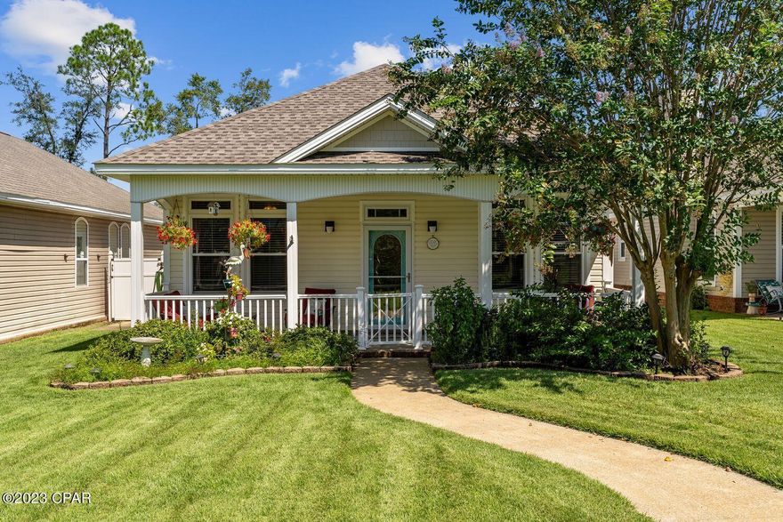 You're going to love the sunny, open and airy feel of this amazing home. Made for entertaining or just relaxing, this home features 3 bedrooms, 2 baths, double garage, 10 ft. ceiling, LVP flooring, crown molding, and ceiling fans. Kitchen has stainless steel appliances, a breakfast bar, Corian countertops, and a pantry. All open to dining and living areas that are made for entertaining. Master suite has a walk-in closet, double vanity, garden tub and separate shower. You can sit on the covered porch and enjoy the comfortable Florida evenings or take a stroll on the sidewalk to the amazing pool area, basketball court, BBQ grill /pit, exercise room, playground, or massive community building.  Your pups will be right at home in the fenced yard or porch.  This gem has a lush landscaped yard with a water well for irrigation. You will love living in this amazing one level home in the excellent Riverside Community.  Very low maintenance home, county feel but close to schools, restaurants, shopping & much more. Not to mention the Gulf of Mexico and white sandy beaches - you'll be living on the edge of PARADISE!!