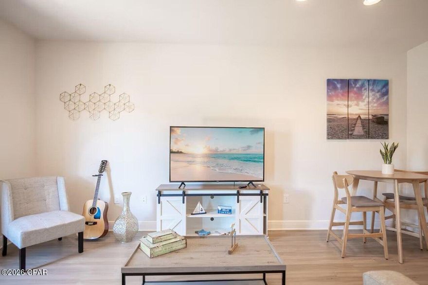 Discover this charming, fully furnished coastal-style townhome offering 1,496 square feet, 3 bedrooms, 2 full baths, and 1 half bath in the highly desirable Hathaway Townhomes community. Whether you're searching for a primary residence, vacation getaway, or short-term rental investment, this property offers exceptional versatility and value.
The interior features a well-appointed kitchen with stainless steel appliances and granite countertops, ideal for both everyday living and entertaining. The spacious primary suite includes a walk-in closet and double vanity, creating a comfortable private retreat. Outside, enjoy a unique back porch and the convenience of an attached one-car garage.
Perfectly located near the Navy base, restaurants, grocery stores, and just a short drive to the emerald waters of the Gulf of Mexico and the sugar-white sandy beaches, this home places you close to everything Panama City Beach has to offer. Nearby attractions include St. Andrews Bay, fishing charters, boating, and parasailing for endless coastal adventure.
Residents of Hathaway Townhomes enjoy a resort-style community pool surrounded by beautiful landscaping, along with HOA services that cover exterior insurance, grounds keeping, trash service, and maintenance of common areas. HOA fees are $399.70 per month.
Don't miss this opportunity to own a beautiful townhome in a prime location and enjoy the ultimate beach lifestyle.