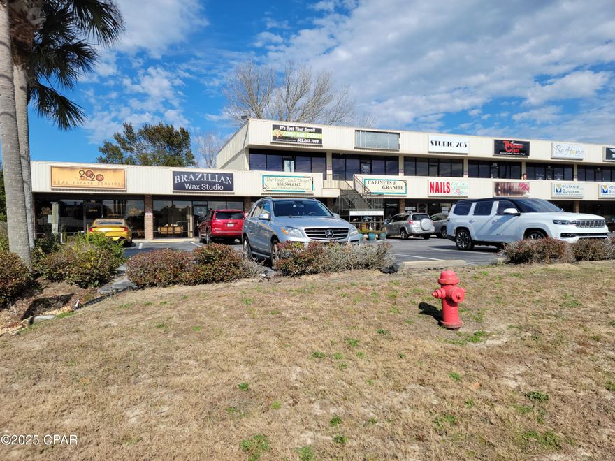 Well-appointed office in Panama Plaza.  800 sq feet on ground level. Owner has Priced to sale quickly!! Very little office or retail space for sale on West end of PCB.  Great Hwy 98 road frontage. Good signage.  Current layout is as a retail cabinet shop.  Displays will be removed in the near future.