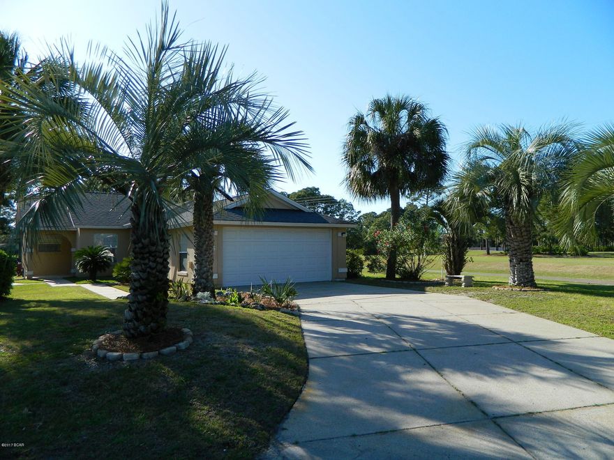 House For Sale in The Glades directly on the Golf Course. Quiet end location on a cul-de-sac with seemingly endless golf and pond views. New AC, New Stucco Trim, New House Plumbing, New Pool Solar Heating, Roof 2006. Vaulted ceilings and open floor plan give a spacious feel. Large Sun Room leads to refreshing Screened Pool and BBQ Patio. Through double doors off the living room you will find the ideal space for an office, tv/reading room, nursery, guest bedroom, exercise room, etc. Master has high ceiling, walk-in closet, en suite bath. Second bedroom down the hall is a good size, private.  The laundry connections were moved to an elevated closet just inside garage so the laundry room could be used as an office/craft space. Adds functional space. Walkable to dining, blocks to the beach.