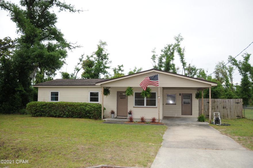 This home is a must see, nestled in a quiet dead end road . This adorable home has some new landscaping, Freshly painted a cute barn door that leads to the laundry room, a new HVAC some new windows, covered parking and a shed for extra storage. This home has a large lot 80x140 and is very private. Roof 2013