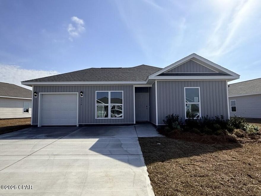 Welcome to the Sutton Plan, one of our new plans at Liberty in Panama City, Florida. The Sutton is a spacious single-story home with 1,439 square feet of comfortable living. This beautiful home offers 4 bedrooms with 2 bathrooms, and a 1-car garage. As you enter the home, the foyer welcomes you with beautiful EVP flooring which spans throughout the home in the main areas and bathrooms. Right by the front door are the 3 guest bedrooms, a full bathroom, and down the hallway is the laundry room and storage area leading into the kitchen and living room. Each bedroom boasts plenty of space and sizeable closets for organization with soft carpet flooring.

The kitchen is equipped with beautiful granite countertops, stainless steel appliances, and beautiful white cabinetry. The pantry is located next to the laundry room across from the linen and coat closets. Natural light illuminates this main area for your family and friends to enjoy. The back yard features a back patio located by the primary bedroom and the dining area. The spacious primary bedroom features its own bathroom complete with granite countertops, a large walk-in closet, and a relaxing shower. Both bathrooms feature beautiful granite countertops and white cabinetry. In addition to all the features and amenities our Sutton plan offers, each is built with our Smart Home technology package, designed to bring the ease and convenience of life right to your fingertips.

On the outside of this popular plan, you will see durable vinyl siding, a rear patio to enjoy the spacious back yard. Sidewalks line the neighborhood streets for you to enjoy the beautiful Florida weather. Our Liberty community features underground utilities making it less susceptible to damage from severe weather leading to fewer outages and more reliable service. Residents of Liberty can enjoy exclusive access to two amenity centers, complete with two pools, a children's splash pad, two playgrounds for endless fun, a well-equipped fitness center, two pickleball courts and a basketball court to name a few things. To learn more about this home for yourself, call us to get connected today!