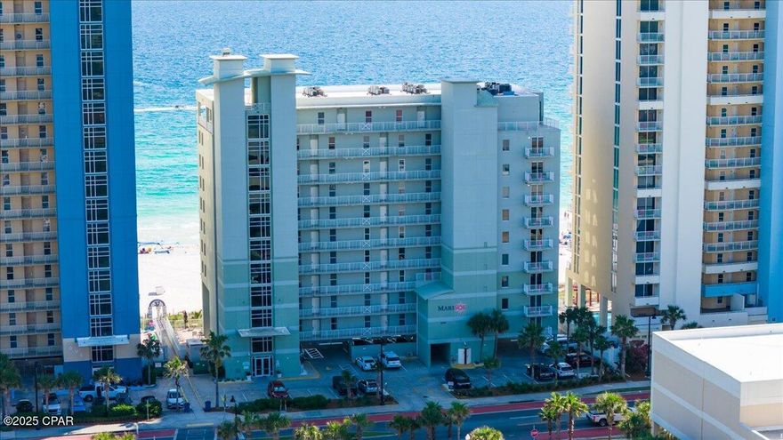 CASH FLOWING BEACH FRONT INVESTMENT! Already on a vacation rental program and comes fully furnished and turnkey. This is a MUST SEE in person...the pictures do not do it justice! 
This Amazing unit has 2115 Sq ft with High End updates throughout, New Quartz Countertops and Backsplash, New Paint on Kitchen Cabinets, & all 3 Baths, HVAC's have been replaced in 2017 and 2019. New Doors, The S/S appliances in the kitchen are high end Samsung. In laundry room you will find front load Samsung washer and dryer. This unit is in impeccable condition. This unit will make a great 2nd home or Rental. TWO MASTER SUITES each with En Suites with jetted tubs and separate walk-in showers and enclosed toilets. There are only 45 units in the building, and has 2 elevators, so no waiting. This is A Must SEE if you want upscale living on PC Beach. Don't wait! If you are looking for an investment property this can be rented as a 3-bedroom, 4 bedroom or stay in the 3 bedroom and rent out the lockout master suite. This unit shows as if it is brand new! Make this unit your 2nd home or a great investment!