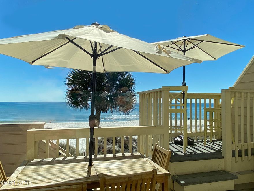 Live the life you've been dreaming of on the beach & enjoy the fabulous view!  The Shores Townhomes is on the far west end of Panama City Beach which is quieter and the beaches are not so crowded.  You will enjoy watching the beautiful sunsets from one of two balconies overlooking the beach.  Shores has over 1,000 ft of beach frontage for only 52 units. Both the living room and the master bedroom enjoy the beautiful view. This unit has been luxuriously redone from the windows inward so everything is new and nicely renovated.  It has a nautical charm you will love and comes fully furnished as shown.  With 3 spacious bedrooms plus a bunk room there is plenty of room to bring the family or friends.  It even has a garage perfect for a car and a golf cart.  Come see this one... you'll love it!!