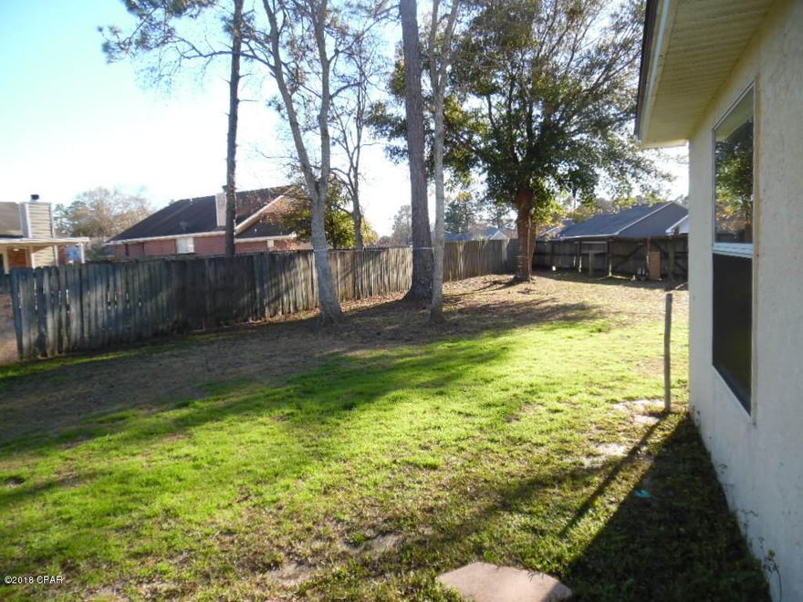 Very nice 3 bed 2 bath home, in a quite area of Callaway. Great room with fireplace and French Doors leading to the privacy fenced back yard. Close to Tyndall AFB and shopping centers and many restaurants. Home has a new roof installed 2017. If asking for closing cost assistance, the max the seller will consider is 3% of sales price for financed offers. Seller will offer up to $500 to owner occupants towards the purchase of a Home Warranty of their choice.Seller is exempt from payment of state taxes and tax stamps on deeds, mortgages and notes (12 U.S.C 1452(e) and if payment of such state taxes or stamps is necessary to record the deed or mortgage, the tax will be paid by the Purchaser and will not be considered part of closing costs. .