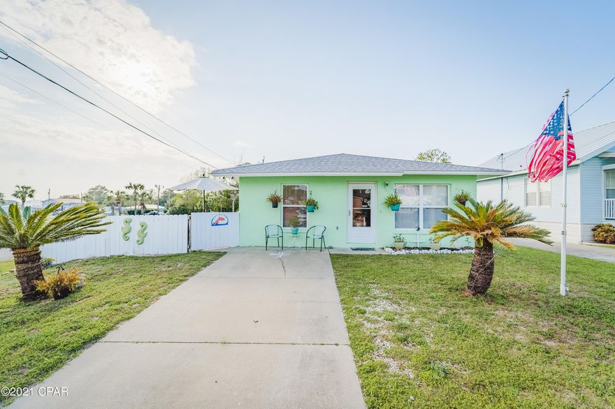 Sweet,Laguna Beach Cottage only a few blocks away from the Beach!  This home has some  awesome features such as an open floor plan, tile floors throughout, french doors that open up to a nice patio located in the large fenced in side/back yard. There a room plumbed for a 2nd bath that is currently used for storage. This home also has a roof only 2 years old ,and a Hvac system only 2 years old. This charming home sits on a 50x120  corner lot in Laguna Beach.Great Location! The Golf cart friendly Beach community of Laguna Beach is more of a lifestyle than a place!It has a very Beachy Vibe.There is a locals' grocery store, (with gift shop and wine cellar),a locals' donut & ice cream hangout. Pier Park (our beach downtown is only a few minutes away. as are The 30 A corridor & Carillon Beach.
