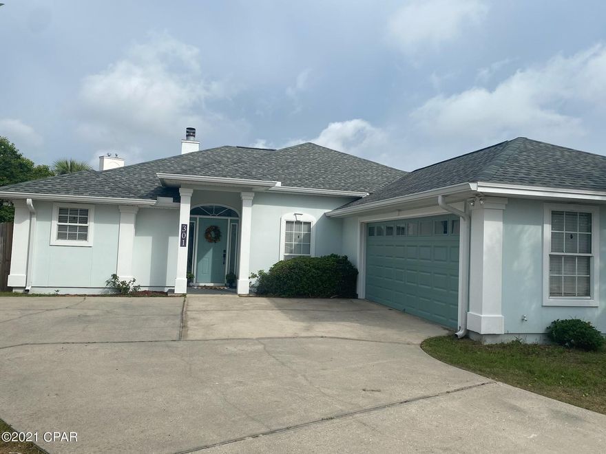 Hidden Pines, a tucked away community, with no HOA fees, in close in proximity to the Navy Base, restaurants/shopping, the Hathaway Bridge, and The World's Most Beautiful Beaches. The home on a quiet cul de sac features a split-bedroom, open-floor plan. Upgrades include, LVP flooring throughout the house, new light fixtures, new roof 2019, new interior paint 2017, exterior paint 2021. The living room has raised ceilings, and a wood burning fireplace with shiplap surround, and is open to the formal dining room and kitchen. The kitchen has a breakfast bar, Jennaire cooktop, pantry, an eating nook. The Master Bedroom is huge with a large walk-in closet and French doors that open to the fenced backyard. The Master Bath features a whirlpool tub, a separate shower, and large built-in vanity. On the opposite side of the home are 2 additional bedrooms and an updated bathroom. The laundry room includes a  laundry sink. Other amenities include a 2-car garage, oversized driveway with extra room for boat parking, and a large, fenced backyard.   The home is immaculate and move-in ready & you'll love the neighborhood with its walking/running trail and proximity to the Navy base, shopping, schools, & the beach! All measurements are approximate & should be verified if important.