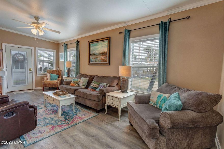 Available Now - $1,500/Month | 12-Month Lease | Fully Furnished

Located in the gated Emerald Pointe community, this 2BR/2BA fully furnished mobile home offers approximately 700 sq ft of efficient, low-maintenance living. Open-concept living, kitchen with breakfast bar, vinyl plank flooring, screened-in patio, and covered driveway parking. Primary bedroom includes private bath; second bedroom features built-in bunk beds.

Community amenities include two pools, hot tub, clubhouse, shuffleboard, scenic lake with dock, and gated entrance.

Rent includes lawn maintenance, water, sewer, trash, cable, and access to amenities. Tenant responsible for electricity.

12-month lease required. Non-smoking. No pets preferred; small pets under 10 lbs may be considered with owner approval. Background, credit, and rental history verification required for all occupants 18+.

Conveniently located near beaches, golf, dining, and St. Andrews State Park.