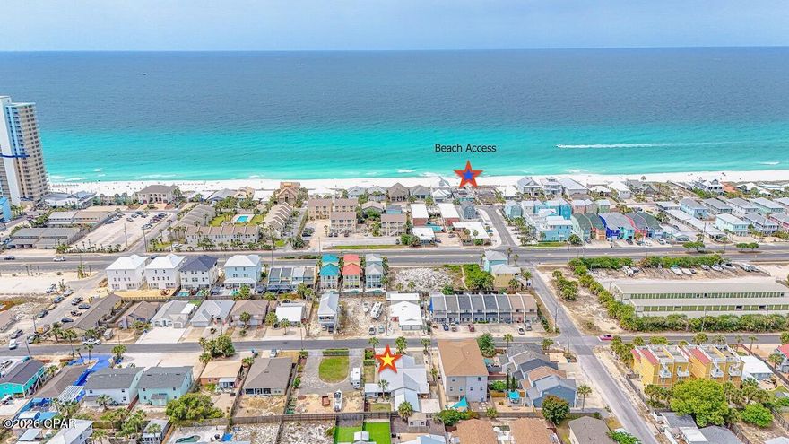 Experience refined coastal living at 5314 Beach Dr, ideally situated just two blocks from the pristine sugar-white sands of Panama City Beach. Enjoy effortless access to the Gulf with a short stroll or leisurely golf cart ride, placing sun, sand, and sea at your fingertips.

Set within a well-established neighborhood with no HOA, this residence offers comfort and convenience just moments from local dining, marinas, and the natural beauty of St. Andrews State Park.

This thoughtfully designed 2-bedroom, 1.5-bath home features a desirable split-bedroom layout, creating separate spaces for privacy and retreat. The interiors are warm and inviting, highlighted by an elegantly updated kitchen with modern appliances, a light-filled living area designed for relaxation and entertaining, and the added benefit of being fully furnished for immediate enjoyment or rental readiness.

Outdoors, the property truly shines with exceptional outdoor living spaces. A spacious covered patio with a beach bar, seating area, grilling space, and sand-filled lounging area creates the perfect atmosphere for hosting friends and family or relaxing after a day on the water. The fully fenced yard provides a private and secure retreat. Low-maintenance landscaping and ample parking complete the exterior appeal.

Whether envisioned as a sophisticated primary residence, an exclusive coastal retreat, or a high-performing vacation rental, this property presents a compelling opportunity.

Discover the essence of elevated beachside living--where comfort, style, and location converge.