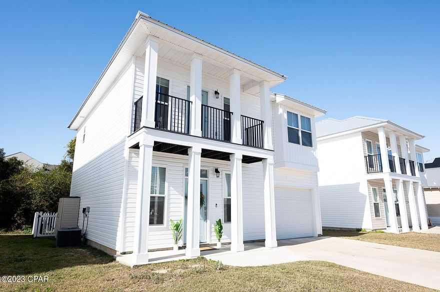 CURRENTLY UNDER CONTRACT, SELLER WILL CONSIDER BACKUP OFFERS. Beautiful craftsman style home situated in Callaway Corners. Home was newly built in 2021, has been well maintained, and is move in ready! Upstairs features carpet flooring, bedrooms and guest bathroom. Spacious Master bedroom with a private balcony; Master bath features a double vanity, tub/shower combo. Exterior features a covered front porch, back decking, vinyl siding and one car garage. HOA provides lawn care and maintenance of community park. Home is close to shopping, food, and Tyndall Air Force Base. Call today to schedule your own private showing!