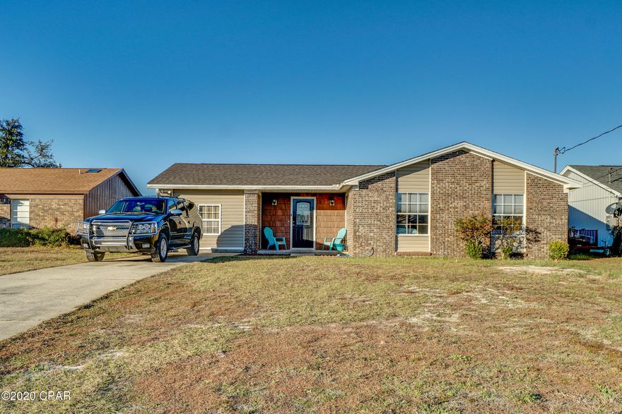 CURRENTLY UNDER CONTRACT - SELLER TAKING BACKUP OFFERS!!! BRAND NEW ROOF (12/2020) with 30 year shingles and a 5 yr warranty, NEW A/C on this cozy, well maintained home in Callaway located close to Tyndall Air Force Base, schools, shopping, dining, Under the Oaks Park, East Bay and the Panama City and Mexico Beach boat ramps! This home has 3 bedrooms, 2 full bathrooms, crown molding, ceiling fans, a large den and living/dining room, separate laundry room, 0.22 acres, a cedar privacy fence enclosing a huge backyard with a cedar enclosed patio as well and no HOA. The stick built out building is 8 x 10 with plenty of storage room. Verify measurements if important.