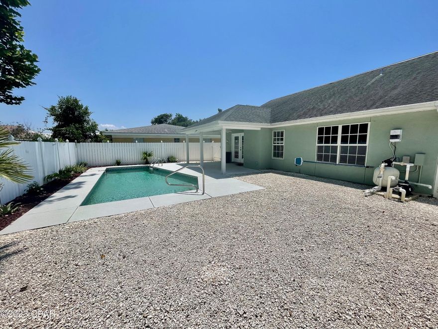 Location Location Location!! fully renovated Kitchen, new marble counter top, fresh paint and brand new appliances. 5 minuets walk to the beach access # 51, new owner will enjoy being in the middle of it all, 5 minutes to Pier Park, Walmart, restaurant's, Frank Brown and Surf side school...
Home is in Pristine shape fenced in backyard with In ground pool , large covered patio, large open concept living area, home in a cul de Sac.Quick access to Hwy 98 to head east and west to Panama City or 30A. No Short Term Rentals allowed in Open Sands. All information deemed reliable, but not guaranteed, including all measurements. Buyer to verify.