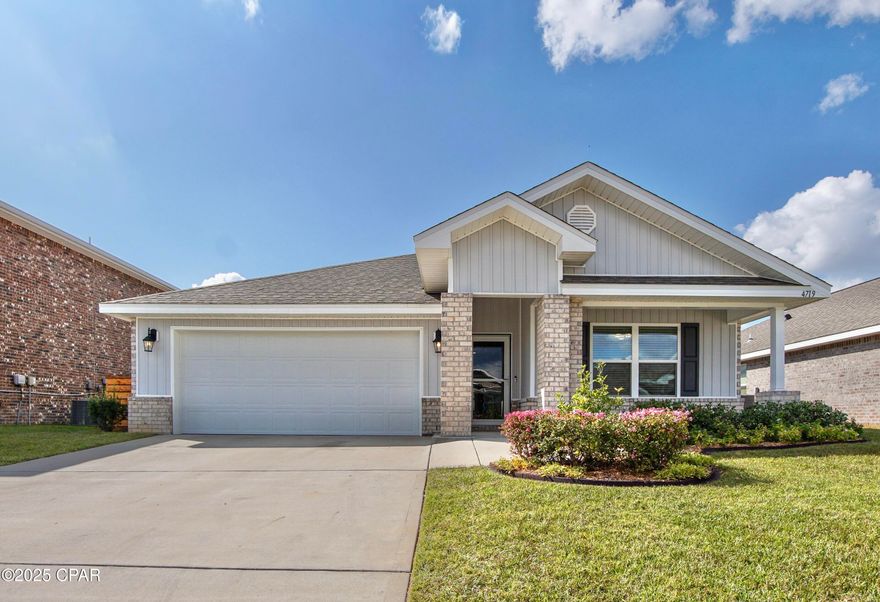 Available now! Looking for the perfect rental? This beautiful home in Titus Park checks every box!  Equipped with solar panels to keep those power bills low, it features luxury vinyl flooring, cozy carpeted bedrooms, and an open-concept layout perfect for entertaining. The kitchen offers white cabinets, a large pantry, center island, and all major appliances. Relax in the spacious primary suite with a soaker tub, separate shower, double sink vanity and large walk-in closet. Outside, enjoy the fully fenced yard, sprinkler system, and patio. The neighborhood includes a community pool and dog park, and you'll love being minutes from Tyndall AFB, shopping, and restaurants — with Publix and Starbucks right across the street! Pet friendly (2 max).