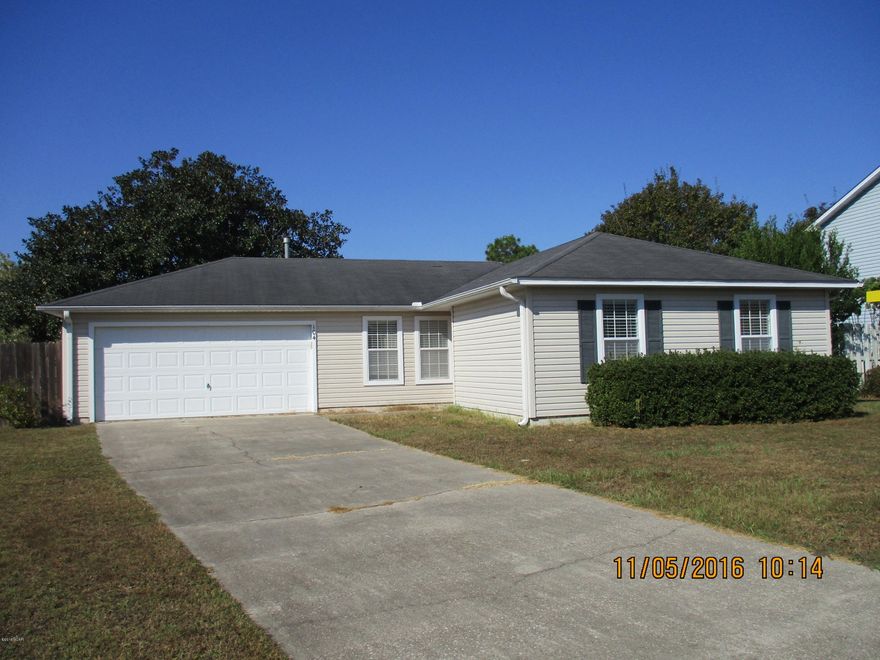 VA ASSUMPTION! EASY TO ASSUME. Adorable home enter the foyer into a living room with a gas fireplace, fully equipped kitchen and large dining room. Split bedroom plan with a master bedroom and bath, Two additional bedrooms and full bath with tile flooring in the foyer, baths and kitchen and dining. Large screened porch with a nice fenced backyard with shade and fruit trees.  Two car garage.  Conveniently located near Tyndall Airforce Base, shopping  and restaurants. A great location.