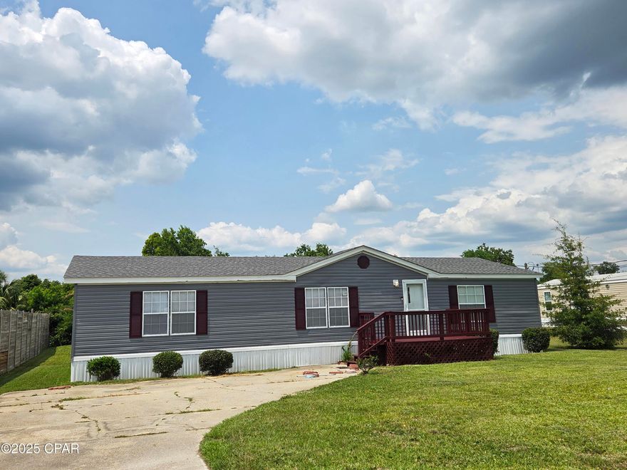 Welcome to this spacious and private 3 bedroom, 2 bathroom mobile home located on a quiet dead-end street in Callaway. This home offers an open floor plan with a split bedroom layout, providing both comfort and functionality. The large primary bedroom features an en-suite bathroom, while two additional bedrooms and a second full bath offer plenty of space for family or guests. The living and dining areas are bright and open, and washer/dryer hookups are included for your convenience.

Situated on well water and septic, you'll enjoy the added bonus of no monthly water or sewer bills. Outside, the property offers a generous yard and plenty of parking, all in a peaceful setting with minimal traffic. Conveniently located near Tyndall Air Force Base, schools, shopping, and dining, with easy access to Highway 22.

This is a long-term rental with a required security deposit and background check. Pets may be considered with approval. Don't miss the opportunity to make this comfortable and affordable Callaway home your own—schedule a showing today!

*ALL pets are subject to owner approval & non-refundable fees; $300 per approved pet*

*25% Off 1st month's rent for VASH Recipients*