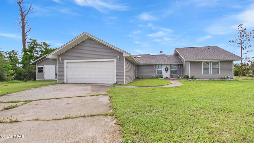 'CURRENTLY UNDER CONTRACT, SELLER ACCEPTING BACKUP OFFERSCheck out this newly renovated 3bd/2bth home, situated on almost 1/2 acre in the Sandy Creek community. This home offers new roof, new windows, new vinyl siding and new HVAC. Interior has also been updated with the kitchen featuring new cabinetry and stainless steel appliances. Floorplan includes a spacious master bedroom, with private access to the 8x14 screened in patio, along with updated master bathroom which includes double vanities, jacuzzi tub and seperate shower. This home is nestled at the end of a cul-de-sac and backs up to small pond. Additional features include a 16x24 shed that also has new roof and exterior paint. All sizes/measurements are approximate; please verify if important.