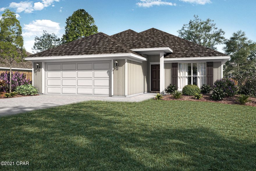 New construction by Truland Homes in the highly desirable Callaway Area! With 3 Bedrooms, 2 Baths, 1 Flex Room. This Blue Ridge open floor plan home is a must-see, with a stunning interior featuring 10' high ceilings in the main living areas and a 9' tray ceiling in the master suite. Luxury Vinyl Plank floors, granite countertops, and so much more are found throughout the home. The exterior boasts of Hardi Board on all four sides, Tankless Gas Water Heater, and a completely landscaped yard with a sprinkler system. Offering added innovative technology and convenience, this home is equipped with a SMART Things hub, a Ring security doorbell, a Samsung tablet, and a Nest energy-efficient thermostat. Conveniently located to shopping, recreational parks, schools, and Tyndall Air Force Base.