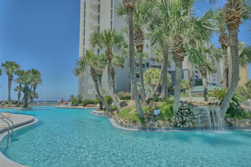 CURRENTLY UNDER CONTRACT, SELLER ACCEPTING BACKUP OFFERS'  Enjoy the beautiful Gulf views from this lower level 5th floor 2bd/2bath,1326 sq ft condo. This unit has 2 Master Bedrooms suites located on the Gulf!  Both bedrooms have balcony access and floor to ceiling windows! Open living area with floor to ceiling windows also!   Wood & tile floors, NO Carpet. Long Beach Resort has 3 pools, (2 are heated) and one of which is a beautiful Lagoon style pool with waterfalls! Plus 3 hot tubs & a cardio room. Brand new hot water heater, July 2019. Walking distance to many restaurants, shopping & entertainment! Gated community. Call today! All sizes approximate.