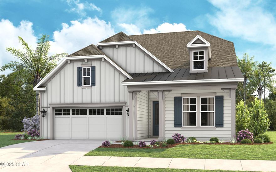**NEW CONSTRUCTION, LAWNCARE INCLUDED** Model photos used for reference. 
Available in October 2025. Welcome to the Madison floor plan by Kolter Homes that blends modern elegance with comfort and durability. This 3-bedroom, 4-bathroom residence features a bonus room with full bath and Walk-in closet, flex space/ study, oversize 2-car courtyard garage with plenty of space for that full size truck or SUV, and paver driveway. This home includes 2x6 exterior walls, impact-resistant windows, and James Hardie exterior for long-lasting quality and peace of mind. 
Inside, 10ft ceilings and a plethora of windows bathe the home in natural light, the oversize tray ceilings add to the elevated atmosphere. The gourmet kitchen is the heart of the home, boasting designer-selected finishes such as an expansive island, quartz countertops, gold hardware, and GE Profile appliances. The owner's suite offers a luxurious retreat, featuring a frameless walk-in shower with built-in seating, delivering a true spa-like experience. Outdoors, larger homesites provide ample room for personalized outdoor living—think covered patios, screened porches, and space for a pool or extended entertainment area. This homesite also backs up to protected Florida wilderness, offering serene preserve views and exceptional privacy. 
Located in the sought-after Saltgrass at Ward Creek community, this home places you just minutes from all that Panama City Beach has to offer—without the congestion. Enjoy quick access to 30A beaches, Pier Park, Top Golf, and a vibrant array of shopping and dining. Saltgrass is also positioned near exciting new developments, including the 87-acre TMH/FSU Hospital, the upcoming West Bay Shopping Center with 50,000+ sq. ft. of retail space, and a Publix, expected to open in Spring 2026. Whether you're looking for elegance, space, or an unbeatable location, the Madison delivers it all—luxury living inside and out!