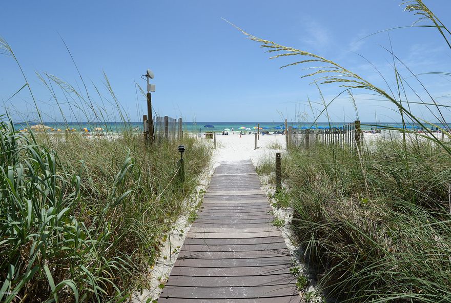 SELLER WILL CONTRIBUTE $6,000 CREDIT AT CLOSING TO COVER 1 YEAR OF HOA LOAN. Great Gulf front condo! One bedroom, one bath across the street from Gulf World and directly on the beach with 180 degree views of the Gulf!! Close to Pier Park and all the best dining and entertainment Panama City Beach has to offer! Great vacation rental or beach vacation home. Nice upgrades, including tiled shower and wet bar with mini-fridge, new furniture and window treatments, granite counter tops, and stainless steel appliances. Future rental bookings in place will provide immediate income if desired . Monthly fees include a loan repayment which will be paid of in October 2023. All information to be verified by buyer.