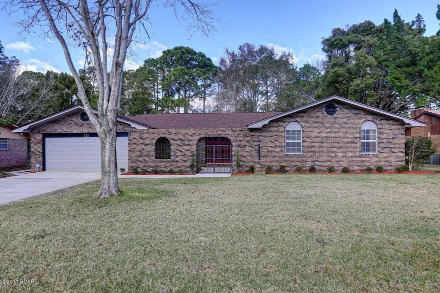 This 2,100+ Sq/Ft all brick home is conveniently located to Tyndall, schools & shopping centers. The home features four bedrooms, two living areas, a formal dining area, spacious kitchen & two full bathrooms. You will be impressed with the quality of this home which includes a new roof (installed in 2014), three layers of insulation in the attic, all walls/outlets/etc. foam sealed, new energy efficient heat & AC unit, air recovery ventilator (computer controlled, installed 2015), new hot water heater in master bathroom, self cleaning high efficiency water heater for the main house, upgraded electrical and plumbing, insulated garage door, External Culligan water purification system with additional purification system in kitchen, complete alarm system, electrically timed front & backyard ….. Independent sprinkler system (Sprinkler system has separate water meter to eliminate sewage waste fee associated with usage)
Other features you will enjoy inside this home include an open floor plan, ample amount of storage space throughout with the linen and hall closets, bedroom closets & oversized garage with attic space. The large master bedroom features a gorgeous updated tile shower and walk in closet. The spare bathroom includes double vanities and a separate shower area. Second living space could be utilized as a kids play area, entertainment room or large office. The spacious private backyard is a great place for hosting summer get-togethers and for the kids to play.
Transferrable termite bond. Inspected 11/16/2014 with full 4 point inspection that also came back clean. This home is ready for a new owner!