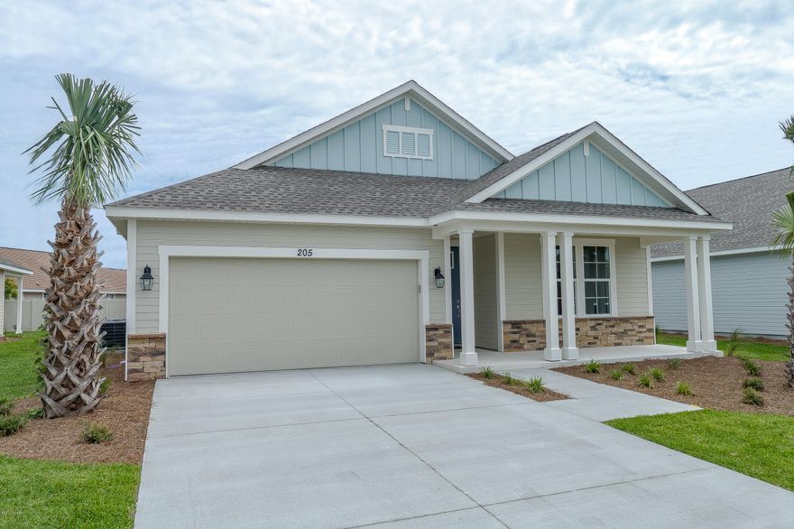 This home has a Bonita Floor Plan with a Coastal Elevation. Beautiful new construction home being built in the new Whisper Dunes Phase 3 Subdivision. A Samuel Taylor built home includes standard features such as designer carpet in main areas and bedrooms, 8 ft. 2 panel craftsman interior door package, brushed nickel fixtures and faucets throughout, insulated (R19) interior common walls and insulated (R38) ceilings, and durable Sherwin Williams premium interior wall paint. Kitchen features stainless steel appliance package (range, dishwasher, & microwave) and oversized 36" wood cabinetry with crown molding, and granite counter tops. Full bathrooms include raised vanity heights, large tile flooring in bathrooms and laundry rooms, 2 x 6 Exterior Wall Construction, and hurricane tie down rod anchor system. Exterior of home includes coastal and craftsman architecture, spacious 2 car garage, architectural roof shingles with an extended warranty, low maintenance aluminum fascia and vinyl soffits, termite treated foundation, Hardi-Plank siding with an extended warranty, and durable Sherwin Williams Loxon exterior paint. All new construction homes are backed by a 2-10 Home Buyers Warranty. Your HOA dues includes lawn maintenance for the home. The Whisper Dunes subdivision includes sidewalks, curb & gutter, a beautiful community pool and pool cabana. Whisper Dunes is a golf cart friendly community and you are within a short driving distance to our beautiful beaches, Pier Park shopping, NW FL Beaches International Airport, and the beautiful 30A South Walton area. Choose your lot, floor plan & elevation, choose your design options, and pick your paint colors! All measurements and sizes are approximate, please measure for accuracy and verify all sizes.