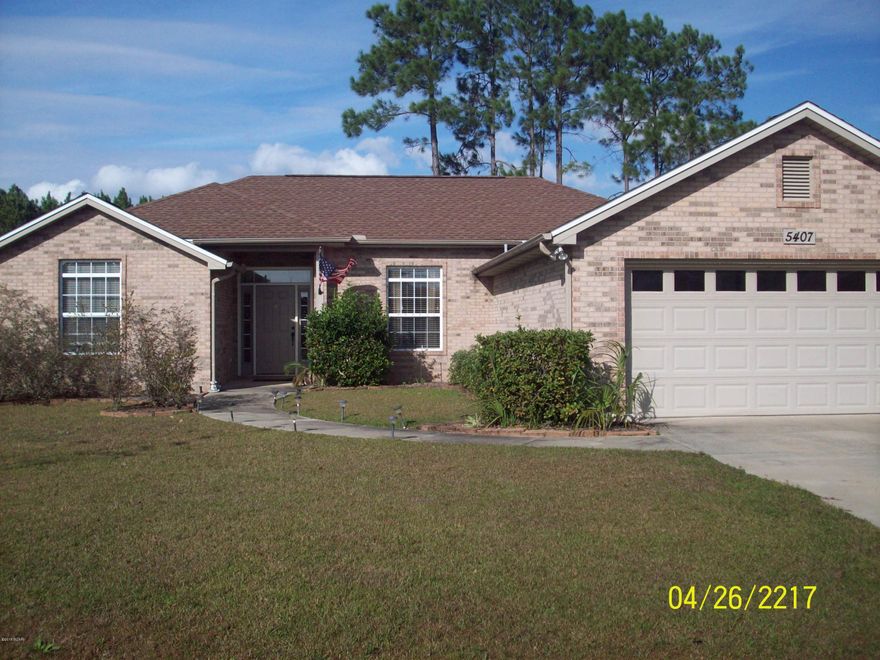 Attractive 3 bedroom, 2 bathroom, all brick home in desirable neighborhood. Open floor plan with spacious living room with lovely fireplace.  Kitchen area with breakfast bar overlooks dining/living areas.  Large pantry in laundry room next to kitchen. Master bedroom is quite large and has private bath containing double vanities, whirlpool bathtub and walk-in closet. Split floor plan offers two additional bedrooms and second bath.  Home has a security system, double garage,   privacy fenced backyard with a shed and a hot tub.  Home is in great condition.  A must see!  Schedule your appointment today!